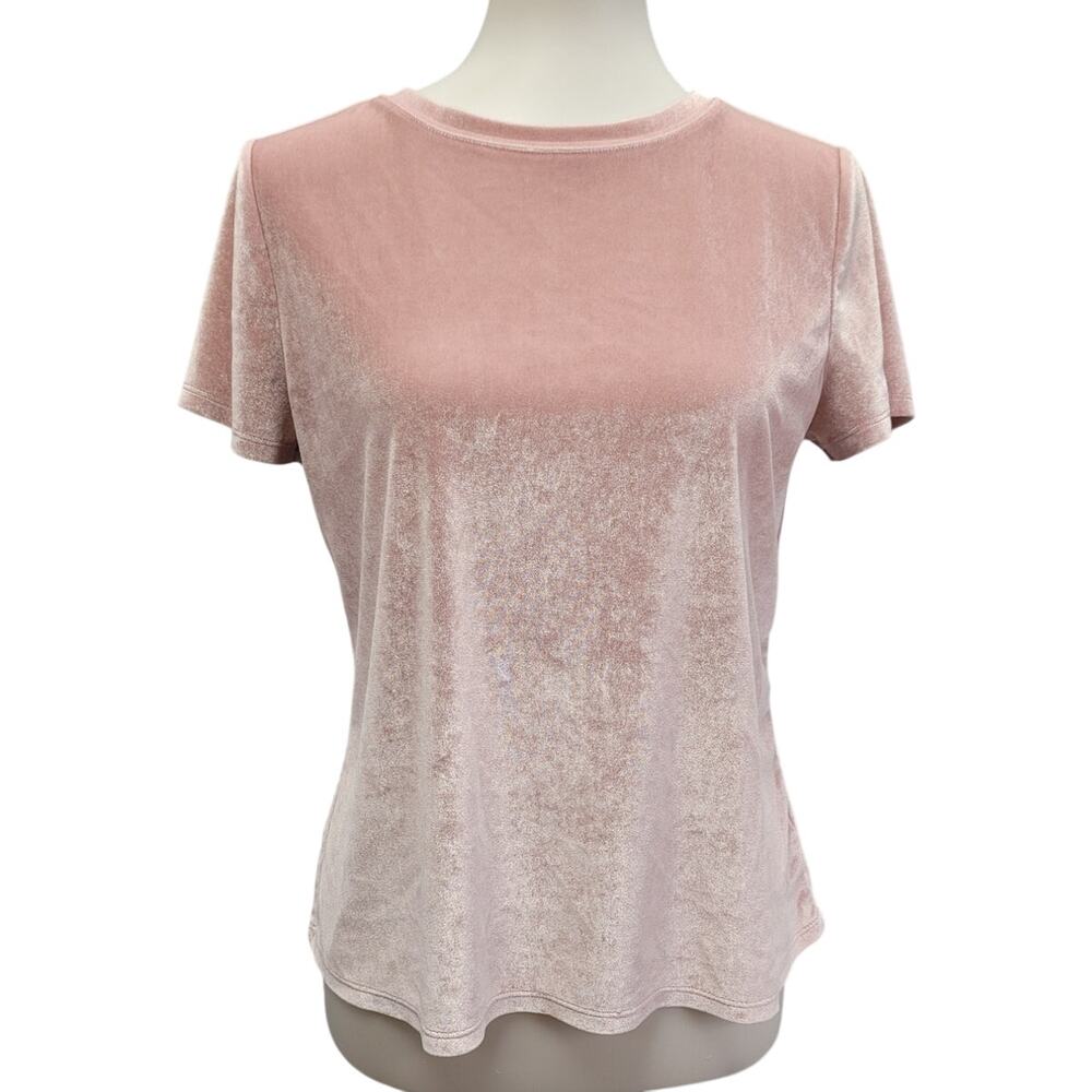A New Approach Womens Medium Short Sleeve Crew Neck Velvet Tee Shirt